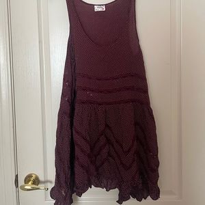 Free People Maroon Trapeze Slip Dress